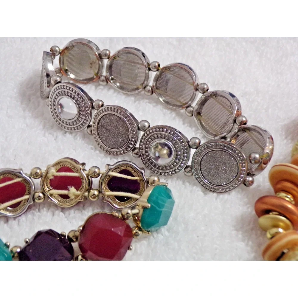 Set of 5 Stretchy Bracelets w/Stones and 2 Magnetic Therapy Bracelets 7